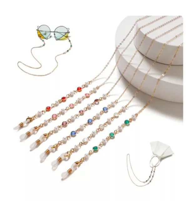 Glasses Chain Lanyard Sunglasses Crystal Bead and FauxPearl 75cm  and Connectors