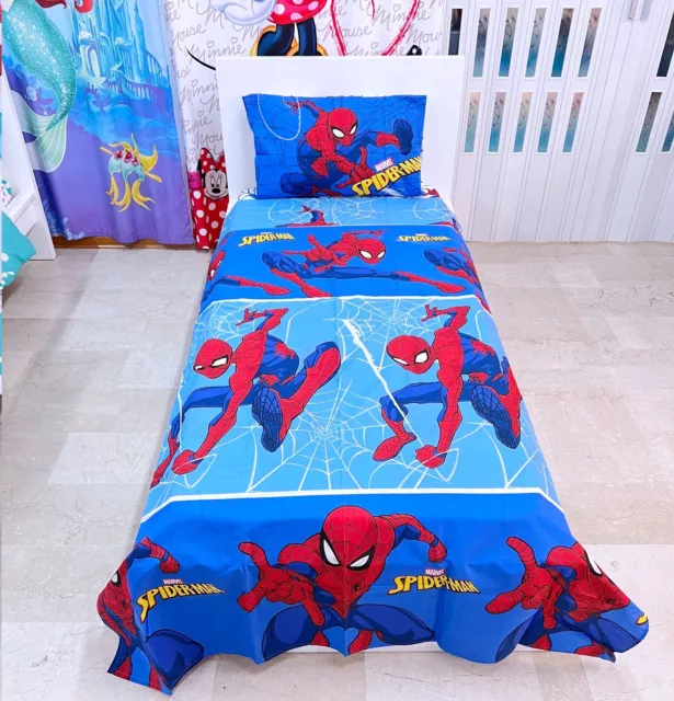 Spiderman Bleu Ensemble Literie Sur- Et Dessous avec des Coins Taie Lit Simple