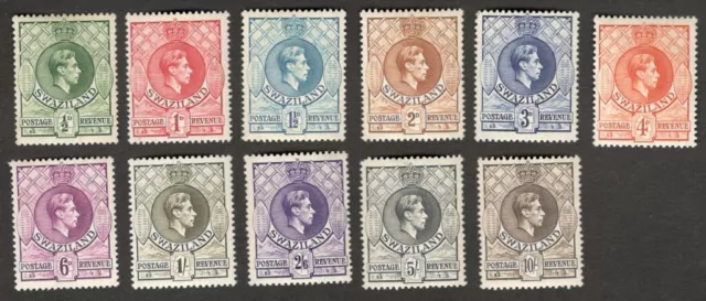 SWAZILAND KGVI 1938 perf 13.5 x 13 set of 11 MH. SG 28-38 £245.75