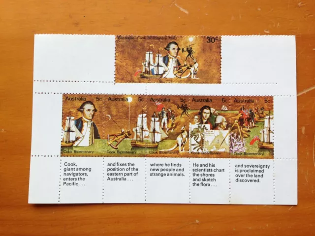 1970 Australia Captain Cook Mini Sheet Private Issue Perforated Mnh Rare