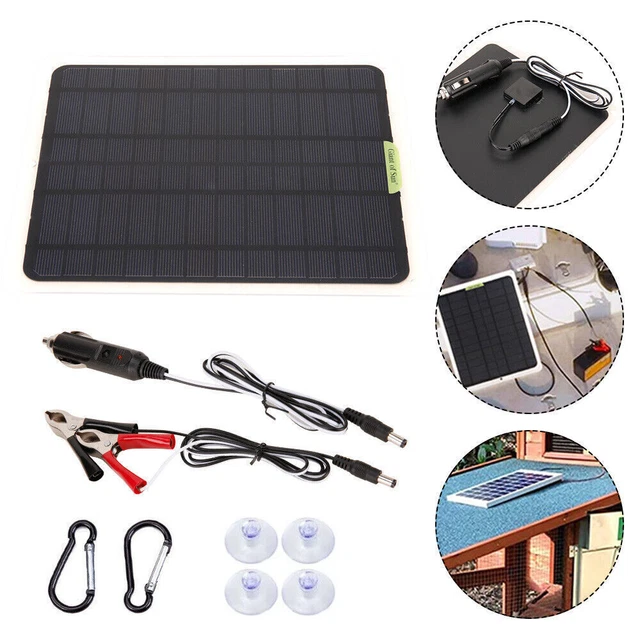 12V 20W WATT Flexible Solar Panel Kit Trickle Battery Charger for RV ...