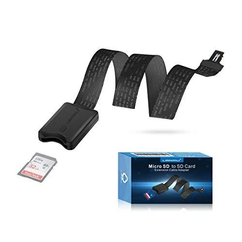 Micro SD to SD Card Extension Cable Adapter Flexible Extender Compatible Black