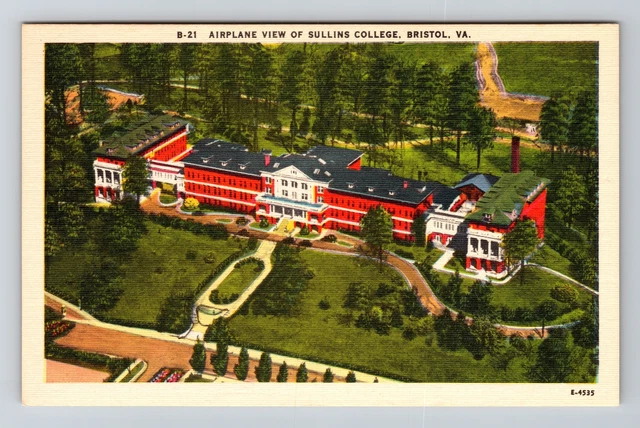 Bristol VA-Virginia, Airplane View Sullins College, Vintage Postcard