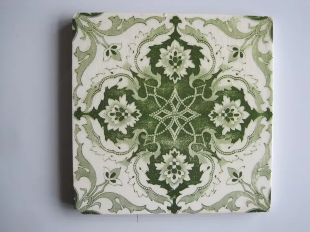 Antique Victorian Green Aesthetic Floral Tile - Sherwin & Cotton C1890-1911
