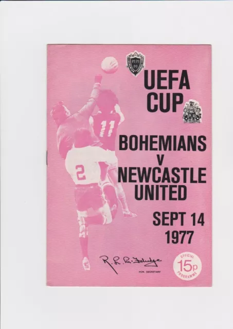 1977/8 Bohemians v Newcastle United UEFA Cup Programme