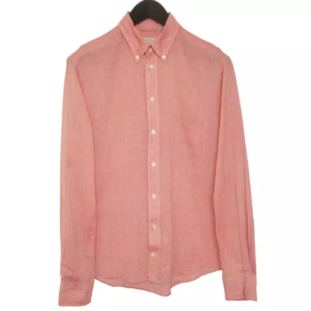 Hombre Eton Camisa Formal Algodón Poliéster Rosa Ajustado Talla 39 M MKA812