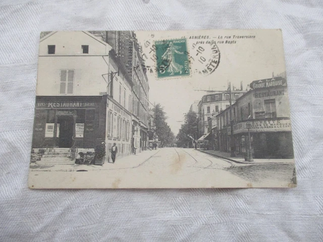 Cpa Hauts De Seine 92 Asnieres La Rue Traversiere Pres De La Rue Bapts