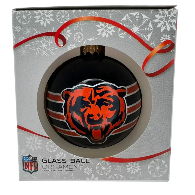 Chicago Bears NFL Glass Ball Ornament Home Decor NEW in Box Forever Collectibles