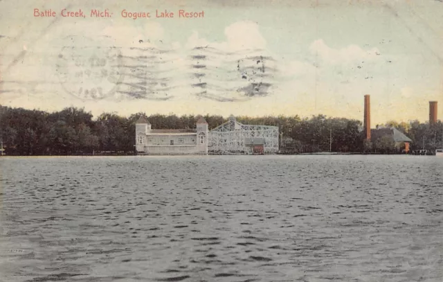 Bataille Creek Mi ~ Goguac Lac Resort-Roller Coaster-Amusement Park~ 1911