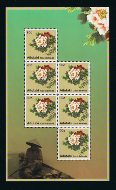 Aitutaki 2011 - Peony Flowers  - Sheetlet - MNH