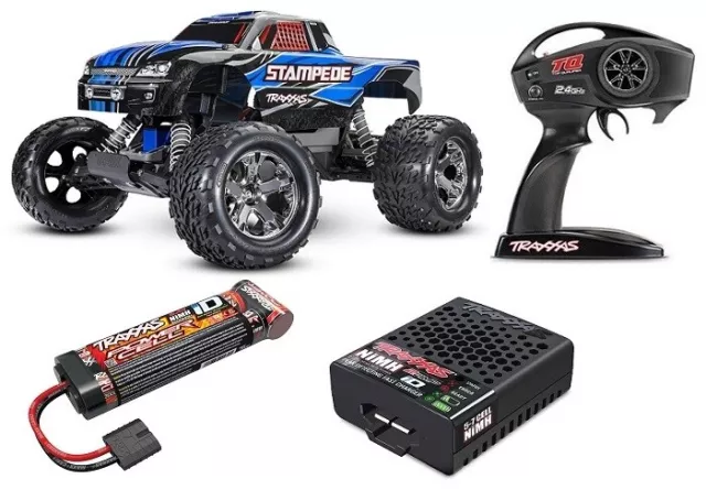 Traxxas 36054-8 Stampede 1/10 2WD Monster Rtr + Battery & USB Charger Blue