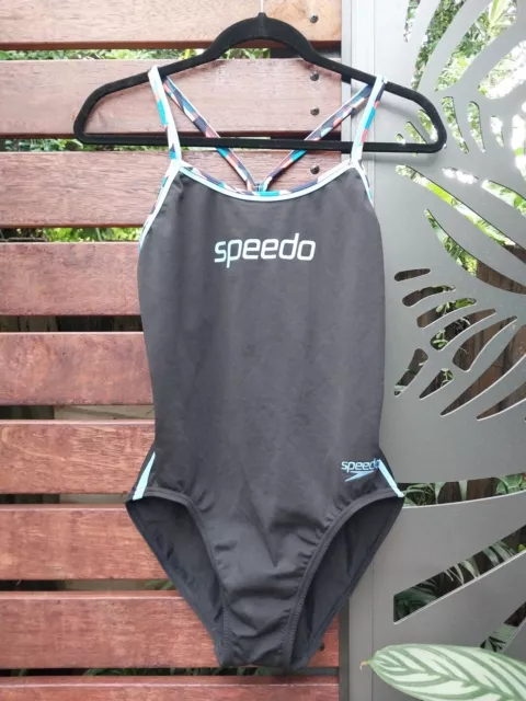 Speedo Endurance 14 Black Contrast Trim Racer Back One piece Polyester A18