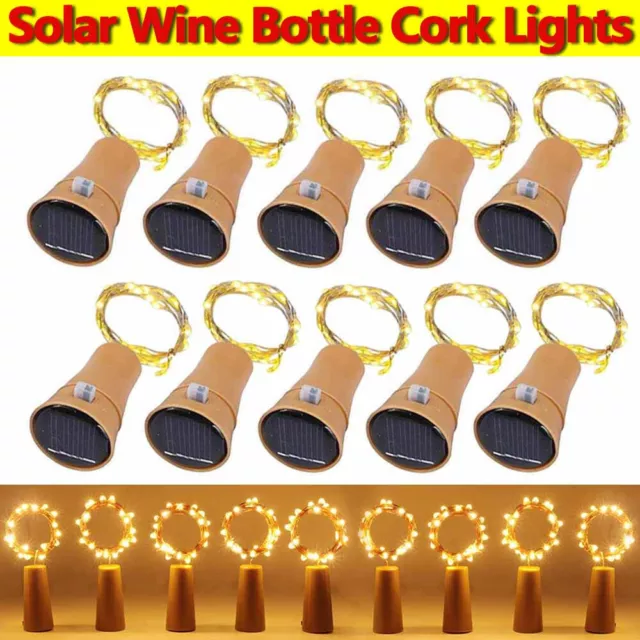 1/6Pack Solar Power Fairy String lights Wine Bottle Cork Shaped Xmas Party Decor