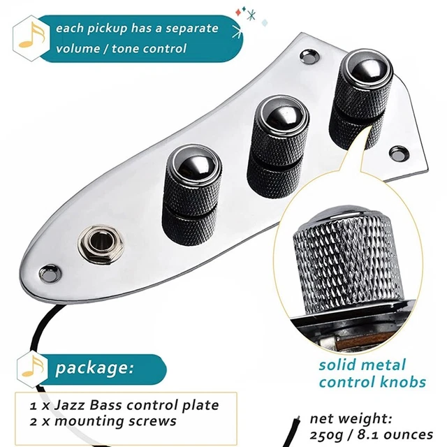 Prewired Control Plate for Jazz Bass Guitar,Loaded J Bass Control Board wit H2H7 2