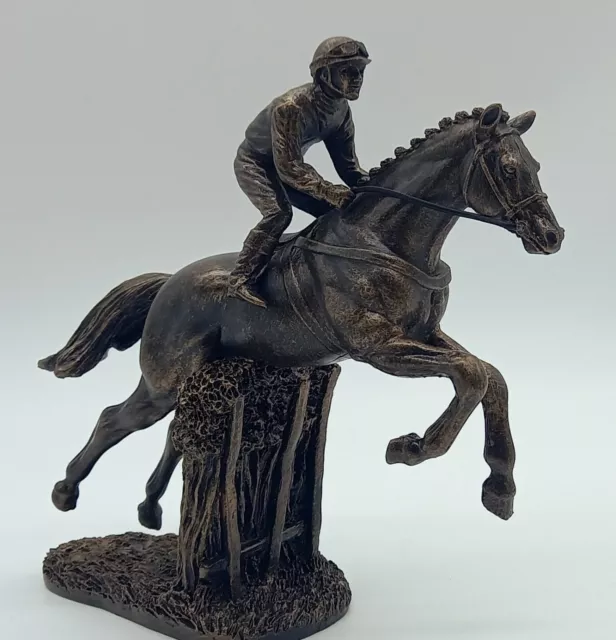 Racehorse Horse Racing Jockey Bronze Statue Sculpture Figurine Equestrian Art