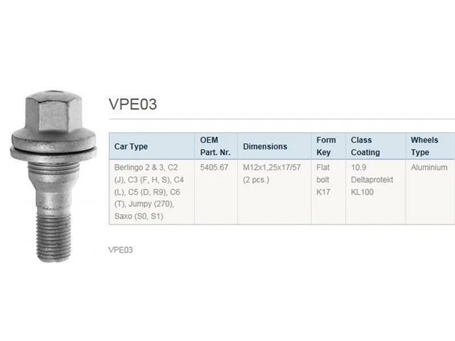 OMP - Jeu De 4 Vis Antivol Pour Jantes M12x1.25 - Longueur Filetage 40mm, Forme Conique, Noir