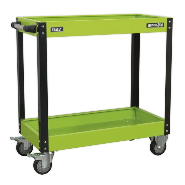 Carro Sealey Workshop 2 niveles resistente - verde alta visibilidad