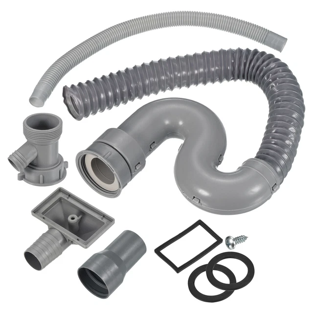 Femelle G1-1/2 Crépine Tube Drainage Tuyau Trousse Connecteur pour Cuisine Gris