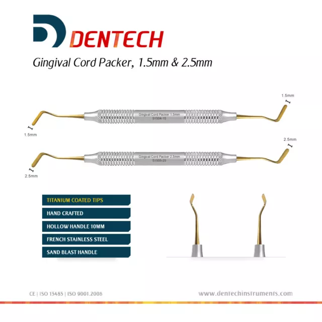 Dental Gingival Cord Packer 1.5mm & 2.5mm Instrument Retraction Non Serrated CE