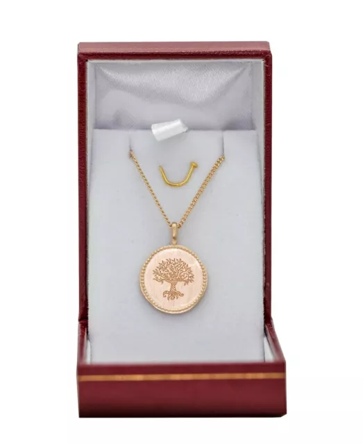 pendentif médaille arbre de vie en plaqué OR garanti 10ans option chaine écrin 2