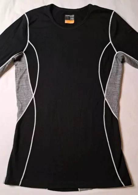 ICEBREAKER WOMEN'S MERINO Wool Body Fit 200 L-Sleeve Shirt Small Blk ...