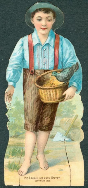 1895 McLAUGHLIN Coffee Card K68 FARM BOY Die Cut PAPER TOY Doll XXXX Coffee