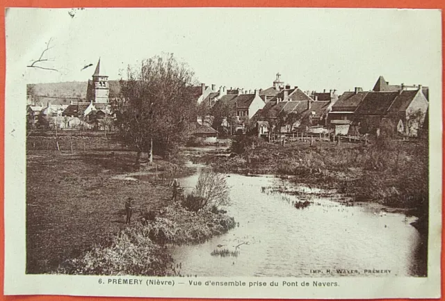 CPA 58 PREMERY, Vue d'ensemble prise du pont de Nevers, postée en 1950