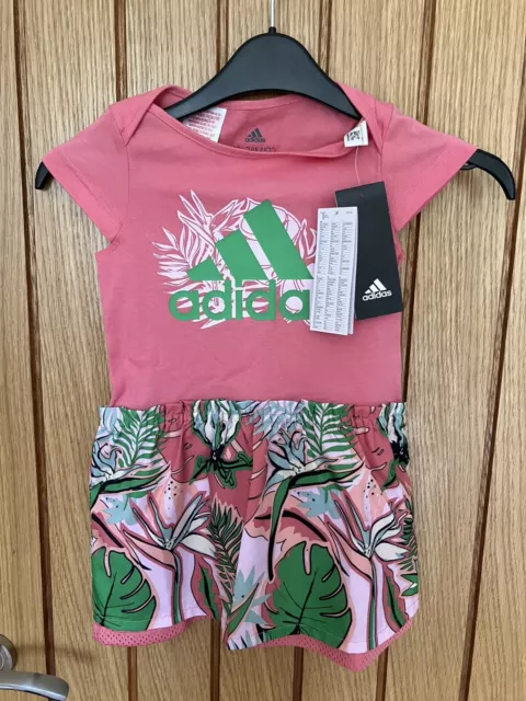 Adidas baby girls pink floral dress size age 18-24 months BNWT new cute outfit