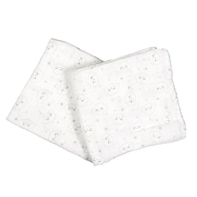 Paris Prix - Lot De 2 Langes Pour Bébé "coton" 70x70cm Blanc