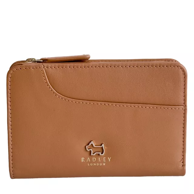 RADLEY TAN MEDIUM Sized Tab Purse In Conkers Design And Dust Bag