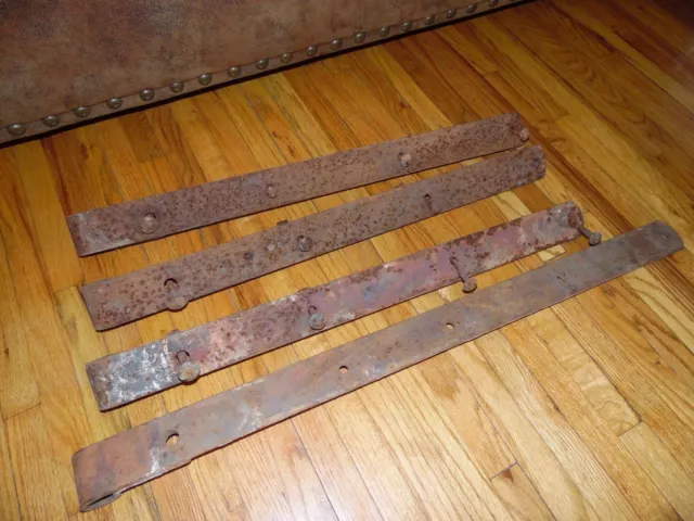 4 Large Antique Barn Door Iron Strap Hinges  31" & 25"  ~~Free Shipping~~