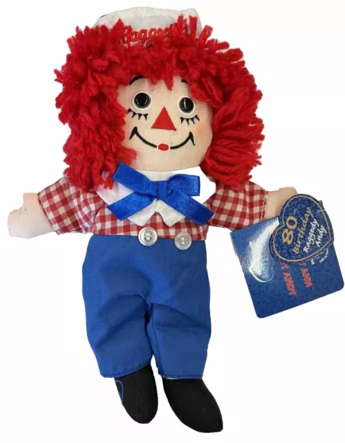 Raggedy Andy 80th Birthday Cloth Doll 9”