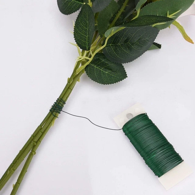 Alambre de tallo floral 22 Guage alambre floral verde para suministros de fabricación de coronas de ramo