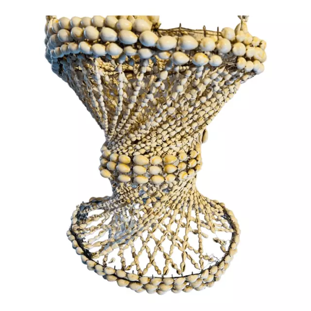 Vintage 70s Cowrie Seashell Hanging Macrame Plant Holder 30" *read* bohemian 3