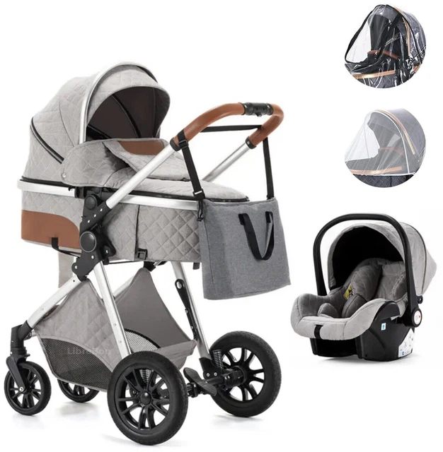 Baby Travel Pram  Buggy 3 in 1 Travel System Stroller Pushchair