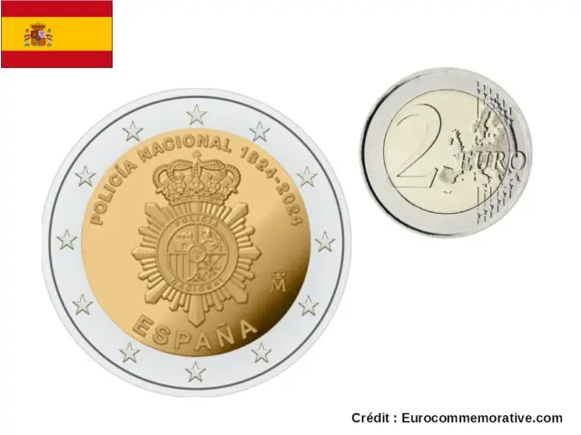 2 Euros Commémorative Espagne 2024 200 Ans Police UNC