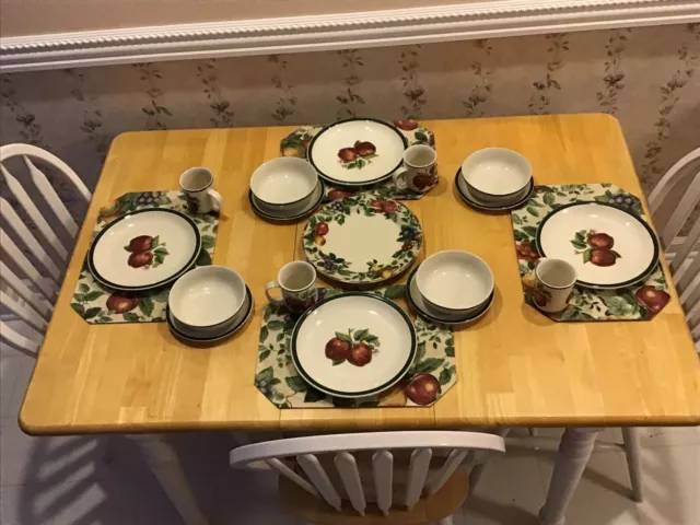 Apple Casuals by China Pearl Stoneware, Sakura Sonoma 6 Placemats & 2 Valances Apple Casuals by China Pearl Stoneware, Sakura Sonoma 6 Placemats & 2 Valances