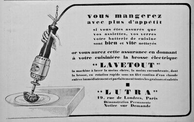 Publicité De Presse 1926 La Brosse A Laver Électrique Lavetout De Lutra