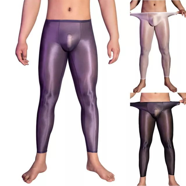 SHINY LEGGINGS ULTRA-THIN Leggings Mens Underwear Sexy Sheer Shiny Daily  $22.12 - PicClick AU