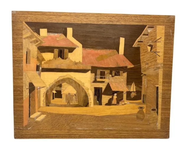 Vintage Marquetry Wooden Inlay Of Messina Italy