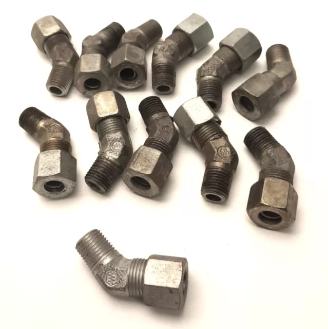 Lot of 12 Eaton 7355x6 Weatherhead-Ermeto 45° Elbow, 1/4" NPT to 3/8" Flareless