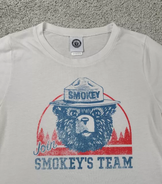 Smokey The Bear Join Smokey's Team T-Shirt Women's XL White Prevent Forestfires