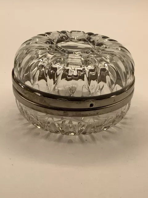 Vintage Pressed Glass French Style Dresser Box Silver plate