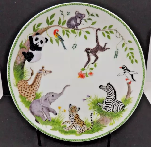 Lynn Chase Jungle Party Child's Plate Salad Baby Animals Vintage 1988