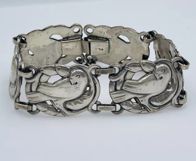 Sterling Handwerk Von Coro Antik Silber Taube Vogel Armband