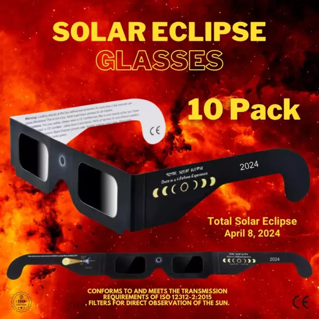 10 PACK NEW 2024 Solar Eclipse Glasses US SELLER ISO & CE CERTIFIED