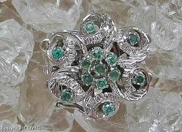 Schliesse Verschluss für Perlen Ketten Collier mit Smaragd 18 Kt. 750 er Gold