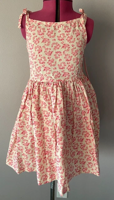 NWT Kayce Hughes Jumper Dress Girls 5 Cotton Ivory Pink Pinwale Corduroy Tie Top