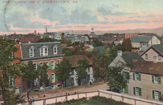 Postcard General View Hagerstown MD Maryland