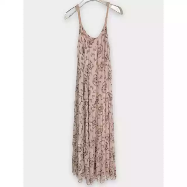 Elena Baldi Maxi Dress S Silk Blend Made In Italy Blush Braided Strap Scoop Neck